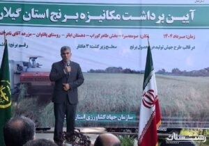 همزمان با نخستین روز مردادماه، آیین برداشت مکانیزه برنج در گیلان برگزار شد